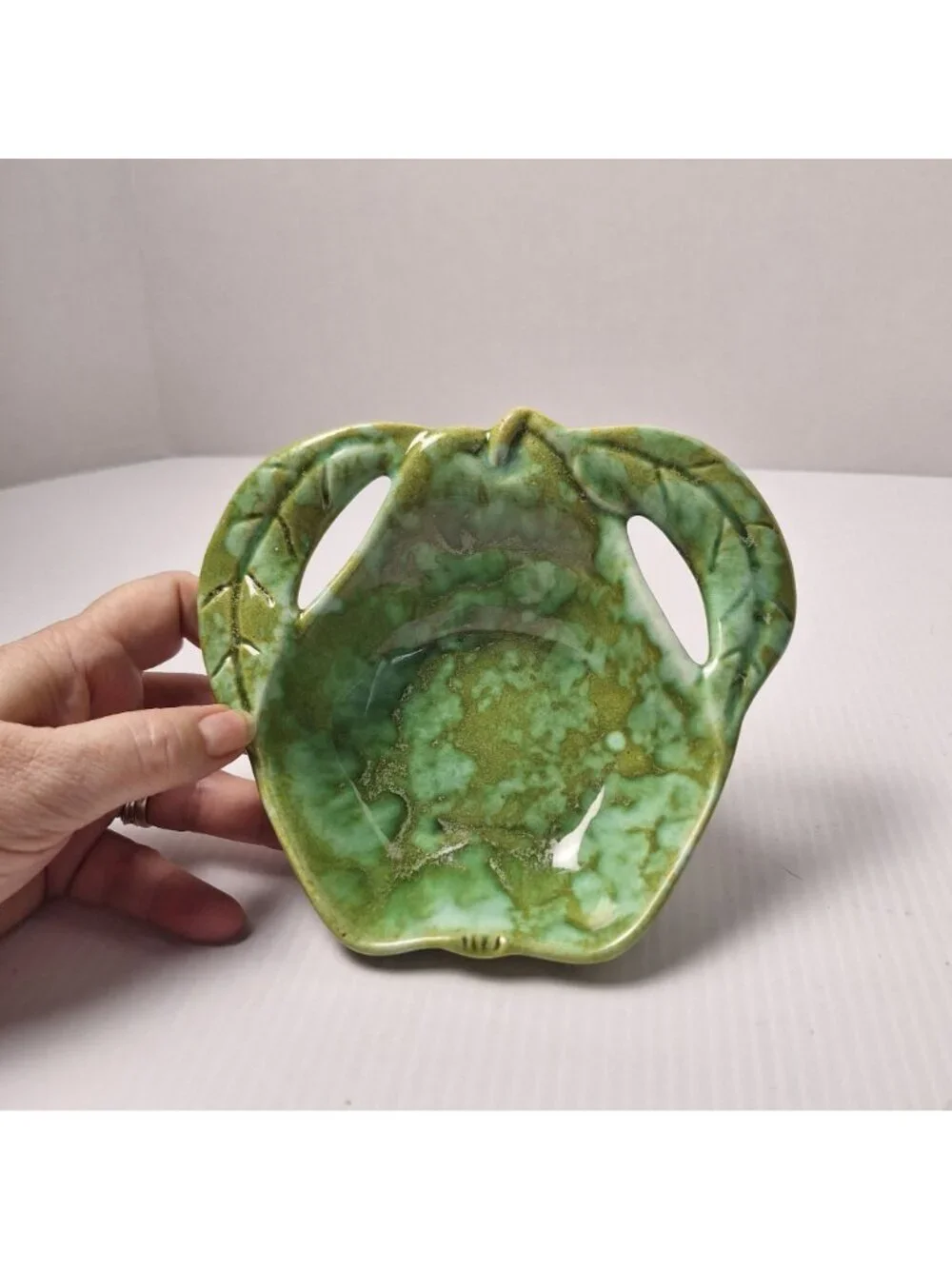(4) ENCHANTO COMPANY B112 CALIFORNIA USA VINTAGE GREEN GLAZED CERAMIC BOWLS **